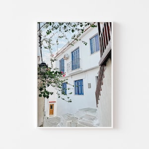Greece Print // Greek Island Blue Printed Artwork// Greek Street Art // Greece beach photography