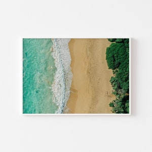 Hawaii Aerial Beach Print // Kauai Printed Artwork// North Shore print // Hawaii beach photography