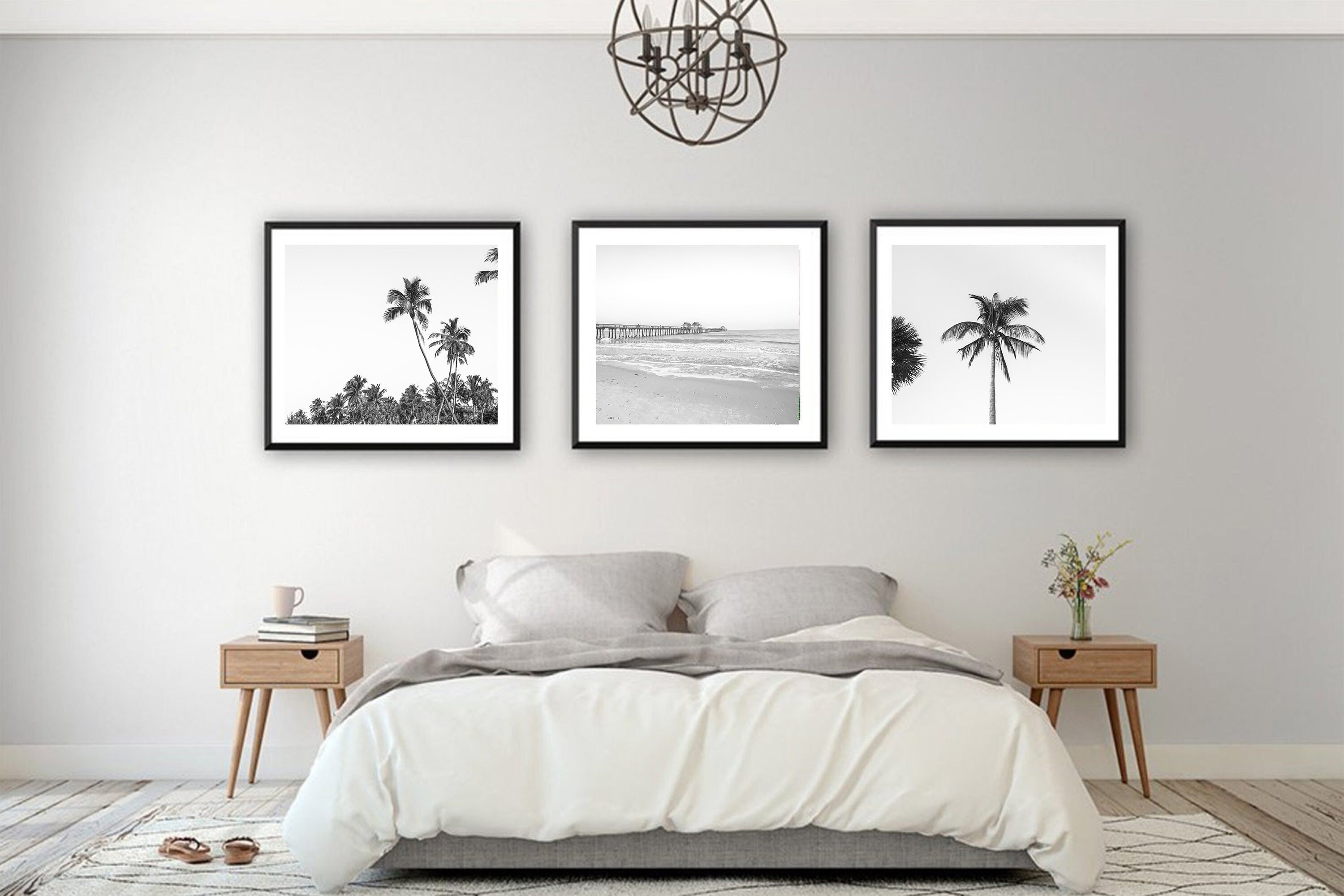 Set of Three Black and White Florida Beach Prints // Naples - Etsy