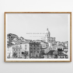 Lisbon Portugal Black and White Print // Large City Photo / Wall Hanging Art
