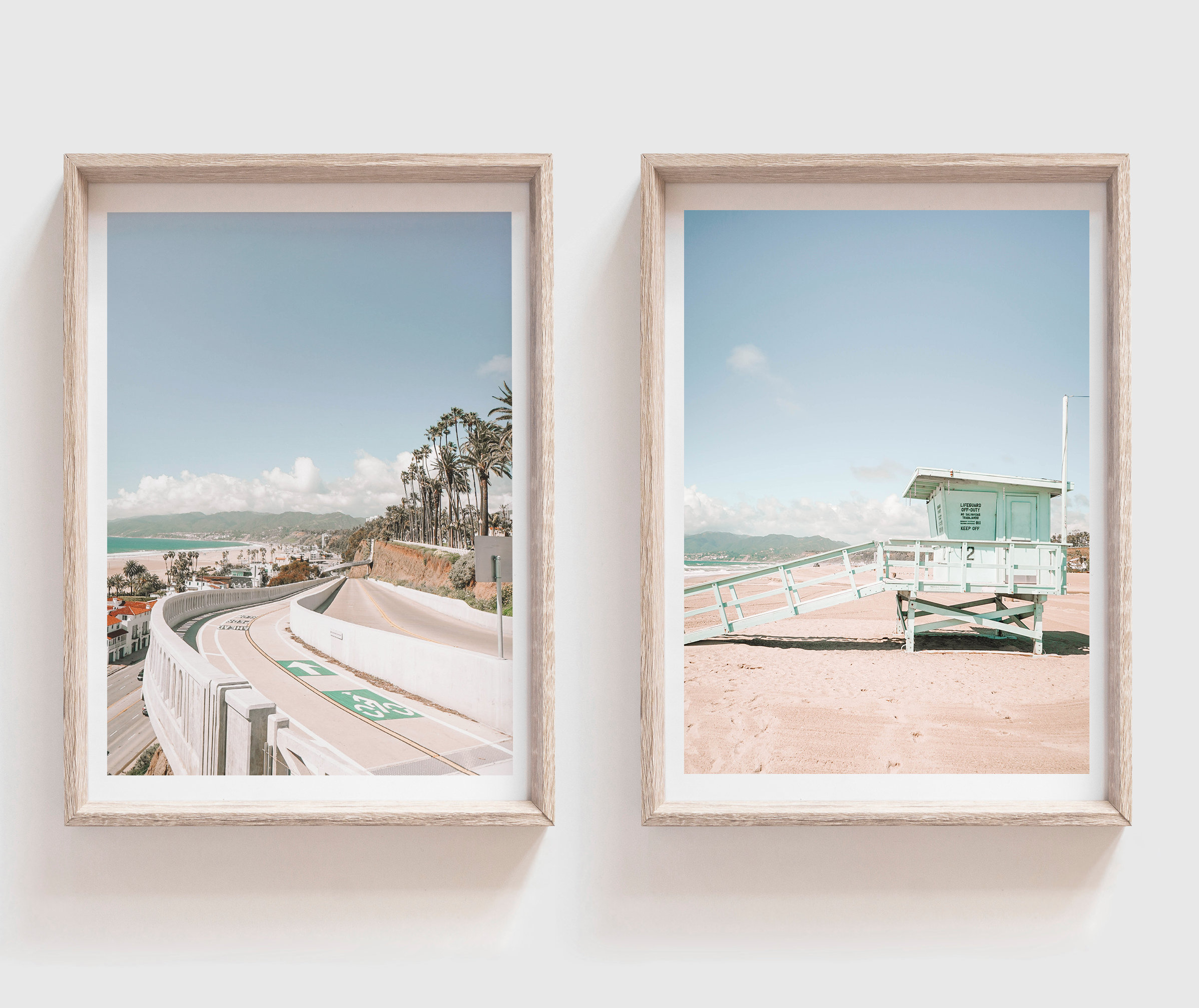 Santa Monica Set of Two Prints // Beach Wall Art for Framing //modern