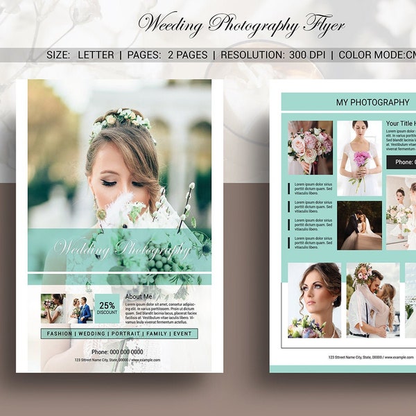 Wedding Photography Flyer | Marketing Template | Photoshop, Elements Template & Ms Word | Studio Flyer