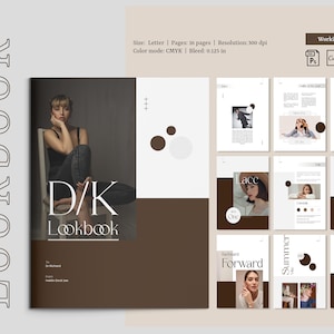 ルックブックパンフレットテンプレート | ファッションルックブック | 写真雑誌テンプレート | Photoshop MS Word & Canvaファイル