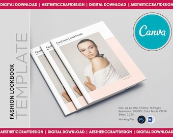 Fashion Lookbook Template | Printable Photography Magazine Template | Fashion Catalog | Photoshop & MS Word Template | Canva Design