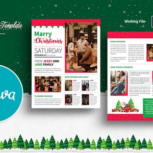 Christmas Newsletter Template | Photoshop and MS Word Template | Canva Design | Instant download