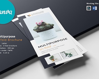 Multipurpose Trifold Brochure | Photoshop and MS Word Template | Canva Template | Instant download