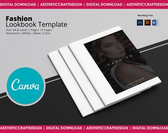 Fashion Lookbook Template | Printable Photography Magazine Template | Fashion Catalog | Photoshop Template | Instant Download