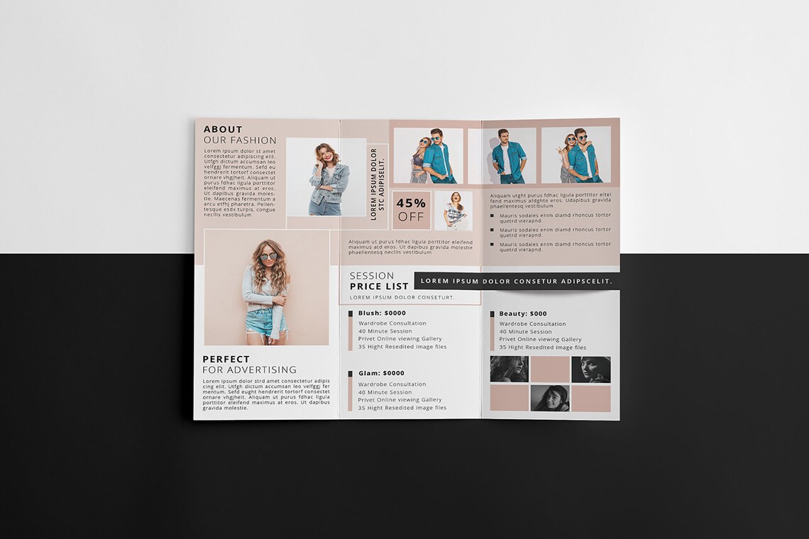 Brochure De mode Trifold Conception de modèle de photographie MS Word Brochure De mode Trifold Conception de modèle de photographie MS Word