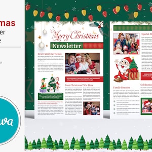 Christmas Newsletter Template | Photoshop and MS Word Template| Canva Design | Instant download