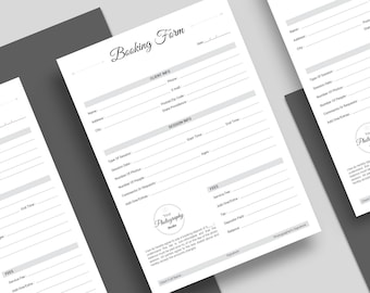Client Booking Form, Business Forms for Photographers, Photoshop Template, INSTANT DOWNLOAD!