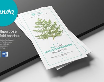 Multipurpose Tri-Fold Brochure | Minimal Tri-Fold Brochure | Photoshop & Ms Word Template | Canva Design | Instant Download
