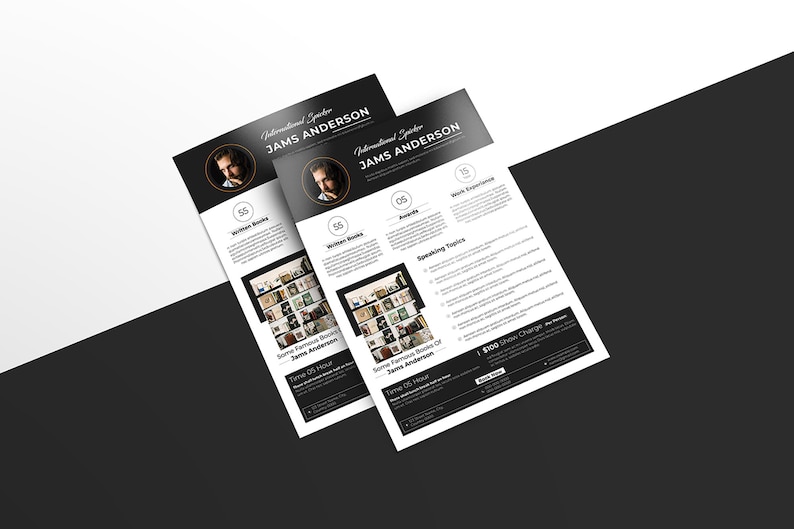 Speaker One Sheet Template Printable Photoshop &amp; MS Word - Etsy
