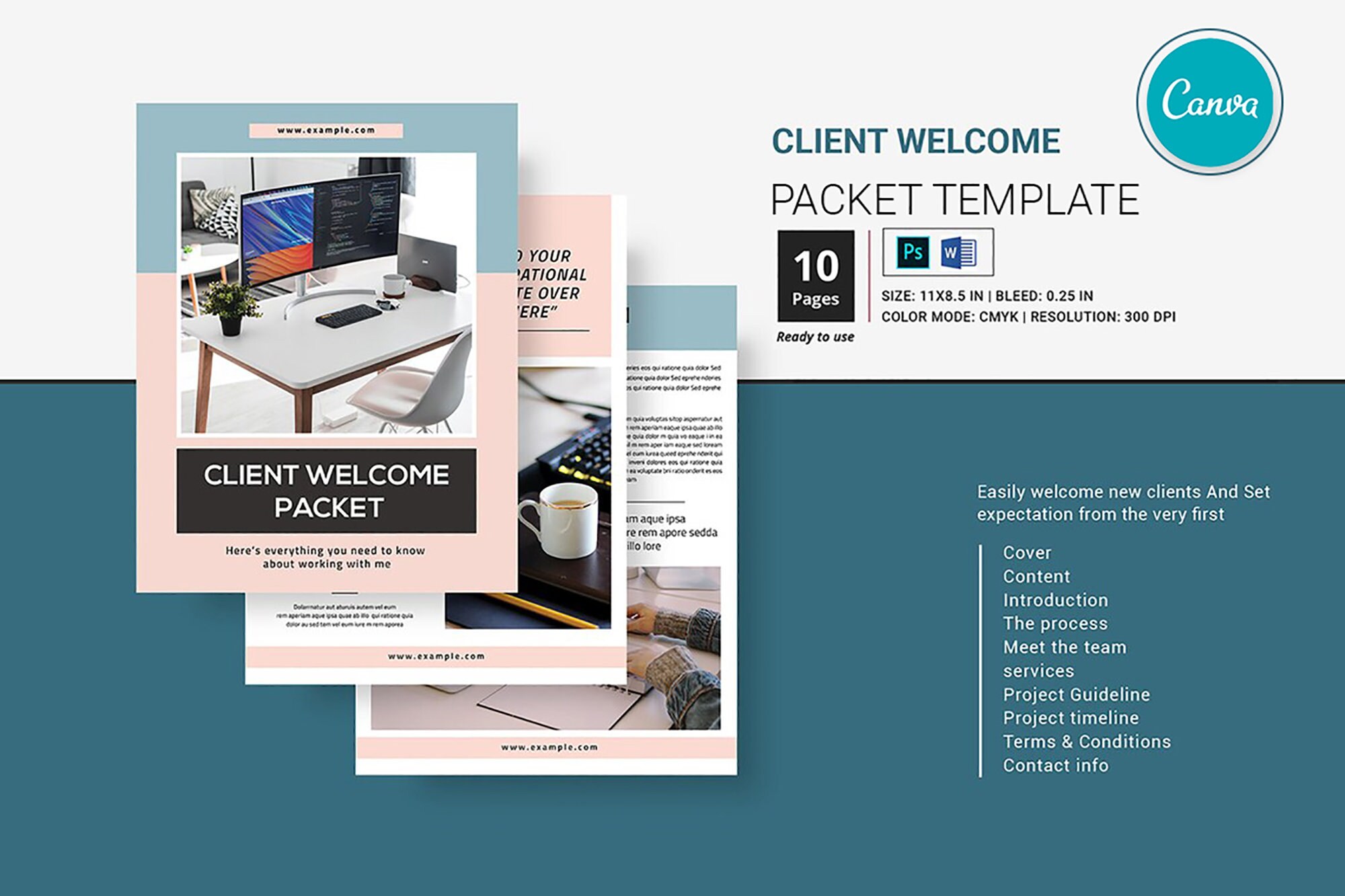 Client Welcome Packet Template / Photoshop MS Word Template & Canva - Etsy