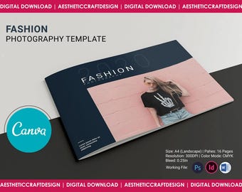 Fashion Lookbook Template | Printable Photography Magazine Template | Fashion Catalog | Photoshop  MS Word Canva & In design Template