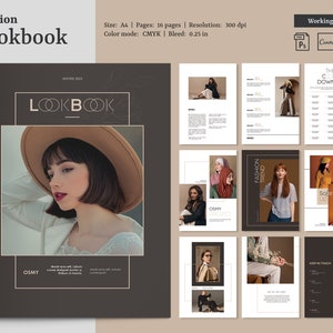 ファッションルックブックテンプレート | 印刷可能な写真雑誌テンプレート | Canvaデザイン | Photoshop & MS Wordテンプレート | すぐにダウンロード