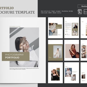Modelo de folheto de portfólio | Folheto de estilista | Photoshop e Design Canva | Projeto MS Word | Download instantâneo