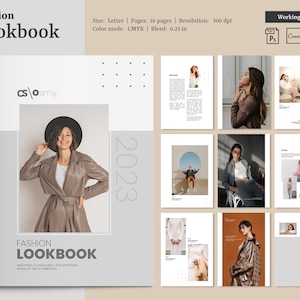 ファッションルックブックテンプレート | 印刷可能な写真雑誌テンプレート | Canvaデザイン | Photoshop & MS Wordテンプレート | すぐにダウンロード