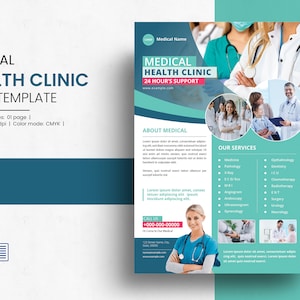 Medical Hospital Service Flyer Health Care Clinic Promotionele Flyer, MS Word en Illustrator Template | Direct downloaden