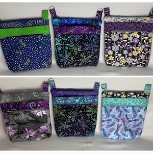 Flowers and Dragonfly Crossbody Purses