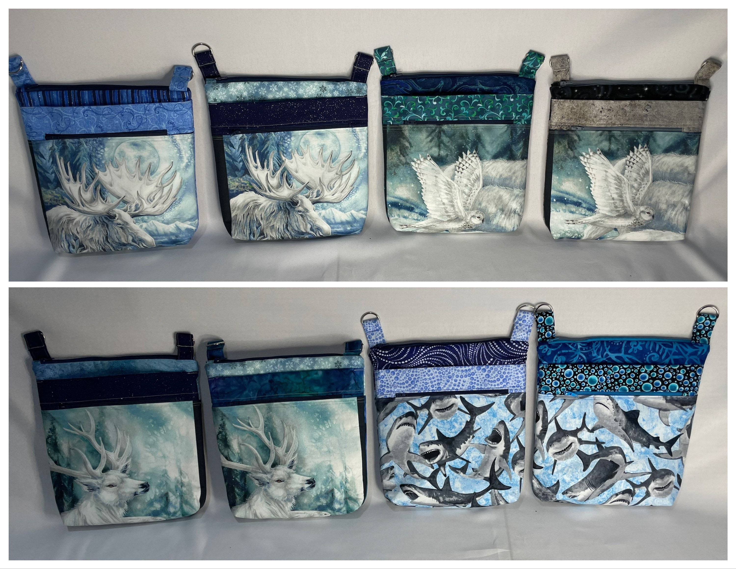 Moose, Owl, Shark, and Arctic Crossbody Purse