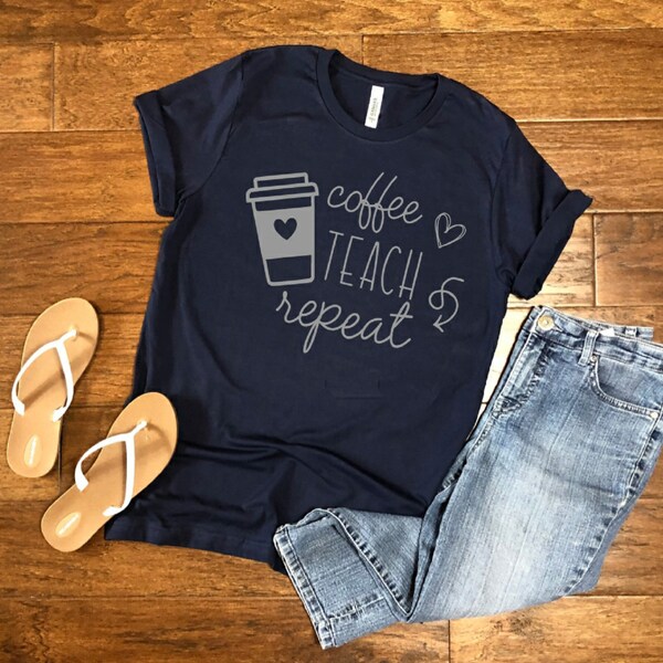 coffee teach repeat teacher svg // teacher vibes// chaos coordinator// virtual learning svg // back to school 2021// teacher shirt