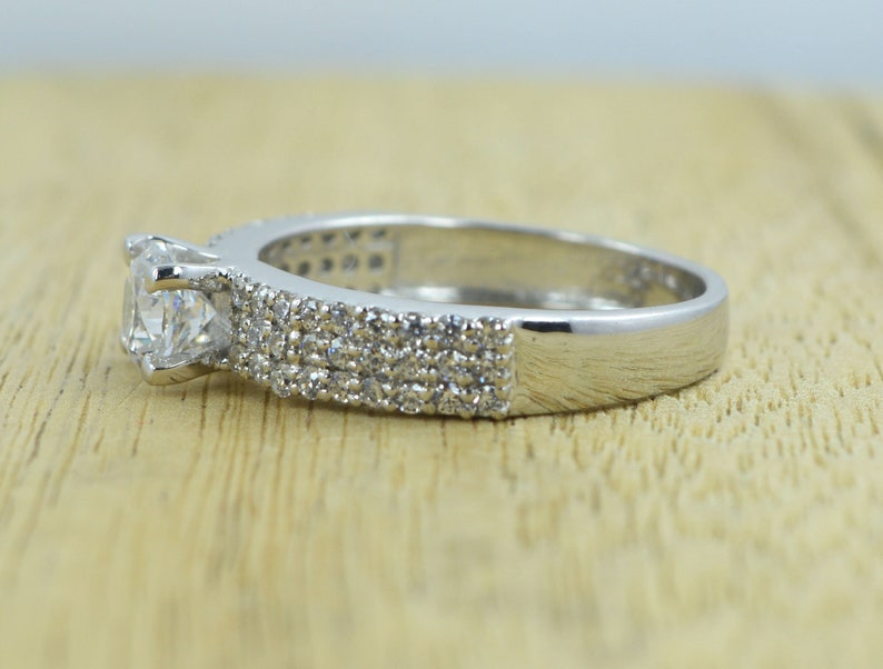 Anniversary Ring, Moissanite Ring Round Cut 14kt Solid White Gold 1.20 Carat Moissanite Solitaire Engagement/&Wedding Ring