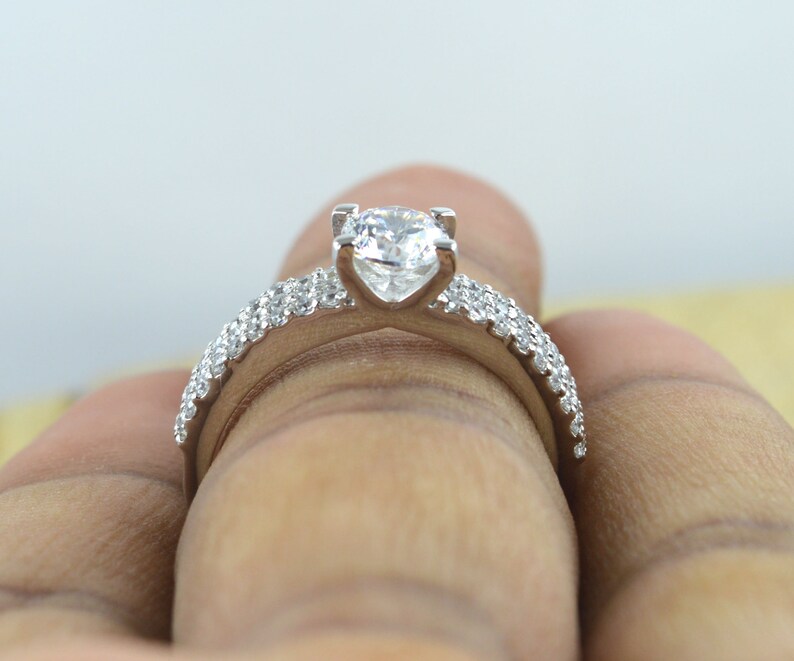 Anniversary Ring, Moissanite Ring Round Cut 14kt Solid White Gold 1.20 Carat Moissanite Solitaire Engagement/&Wedding Ring