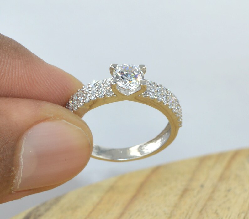 Anniversary Ring, Moissanite Ring Round Cut 14kt Solid White Gold 1.20 Carat Moissanite Solitaire Engagement/&Wedding Ring