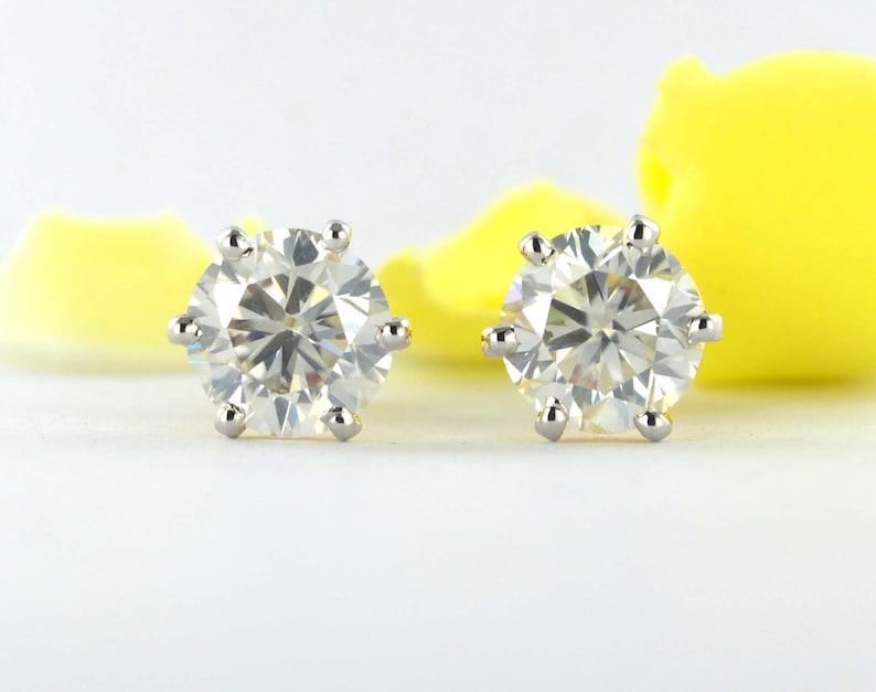 Solitaire Moissanite Earring 14Kt Solid Yellow Gold Stud Earring,Anniversary Gift,Birthday Gift,Wedding Gift
