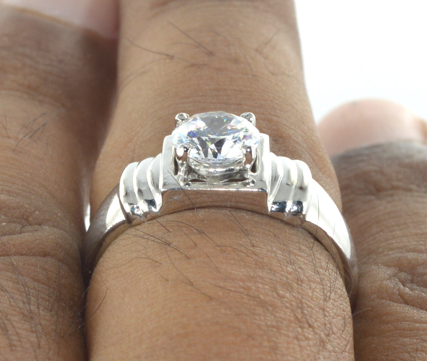 Mens Moissanite Ring 1.00 Ct Round Cut Genuine Moissanite With Etsy