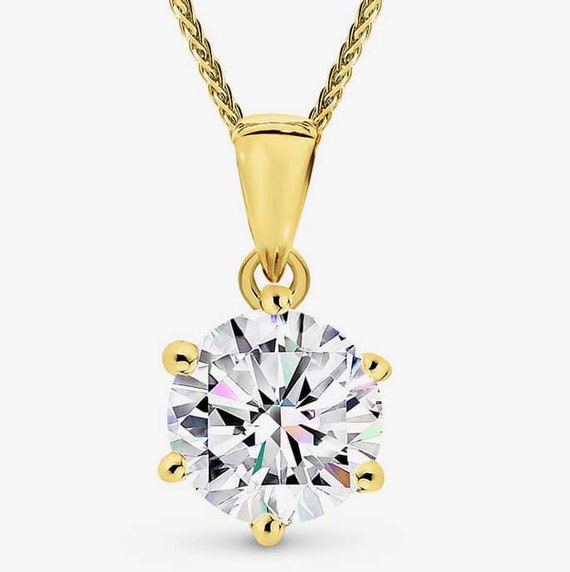 Moissanite Pendant 2.00 Ct Moissanite Round Brilliant Cut Etsy