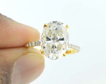 4.00 Ct Oval Cut Moissanite Ring 14KT Solid Yellow  Gold Engagement Ring Wedding Ring, Anniversary Ring,