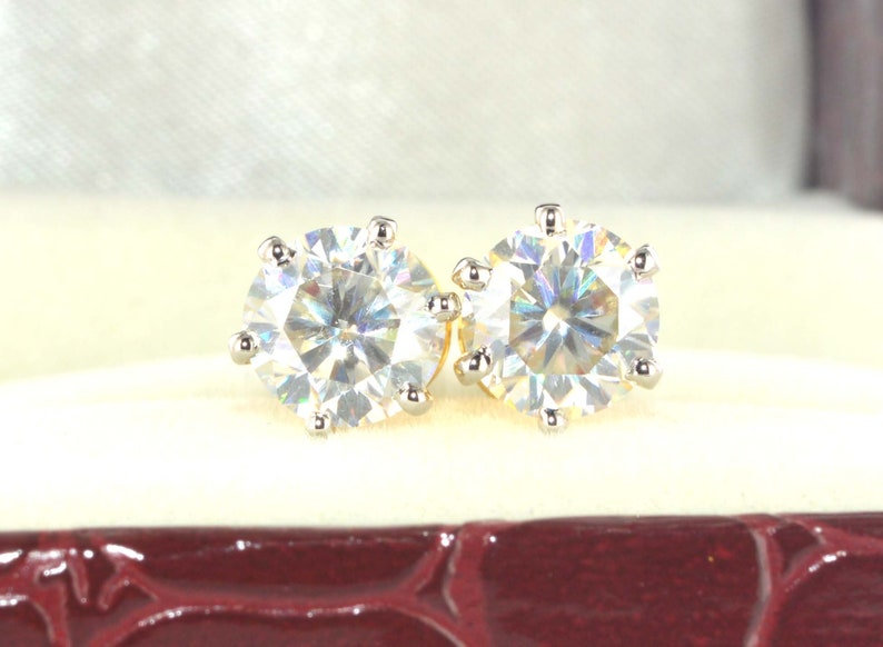 Solitaire Moissanite Earring 14Kt Solid Yellow Gold Stud Earring,Anniversary Gift,Birthday Gift,Wedding Gift
