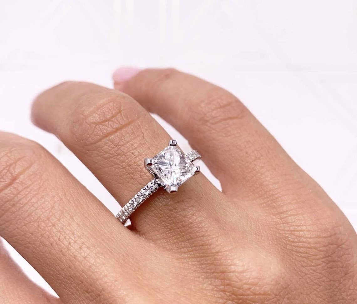 Certified Lab Grown Diamond Ring 1.20 Carat Princess Cut Lab Etsy