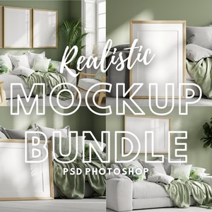 Pack of 8 Realistic Frame Mockups | Din A Mockup | Square Frame Mockup | Photoshop Frame Mockup | Smart Object Mock-up | PSD Mockup Bundle