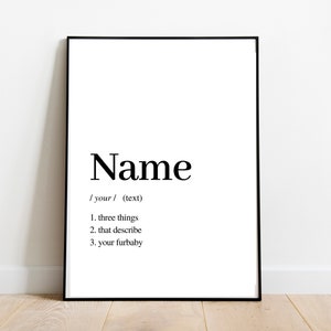 Custom Pet Definition Poster Pet Wall Art Print Dog Lover | Etsy