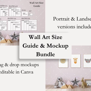 Nursery Wall Art Size Guide | Horizontal Frame Size Mockup | Ratio A1 to A4, 2x3, 3x4, 4x5, 11x14 | Poster Size Chart for Digital Prints