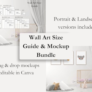 Nursery Wall Art Size Guide | Horizontal Frame Size Mockup | Ratio A1 to A4, 2x3, 3x4, 4x5, 11x14 | Poster Size Chart for Digital Prints