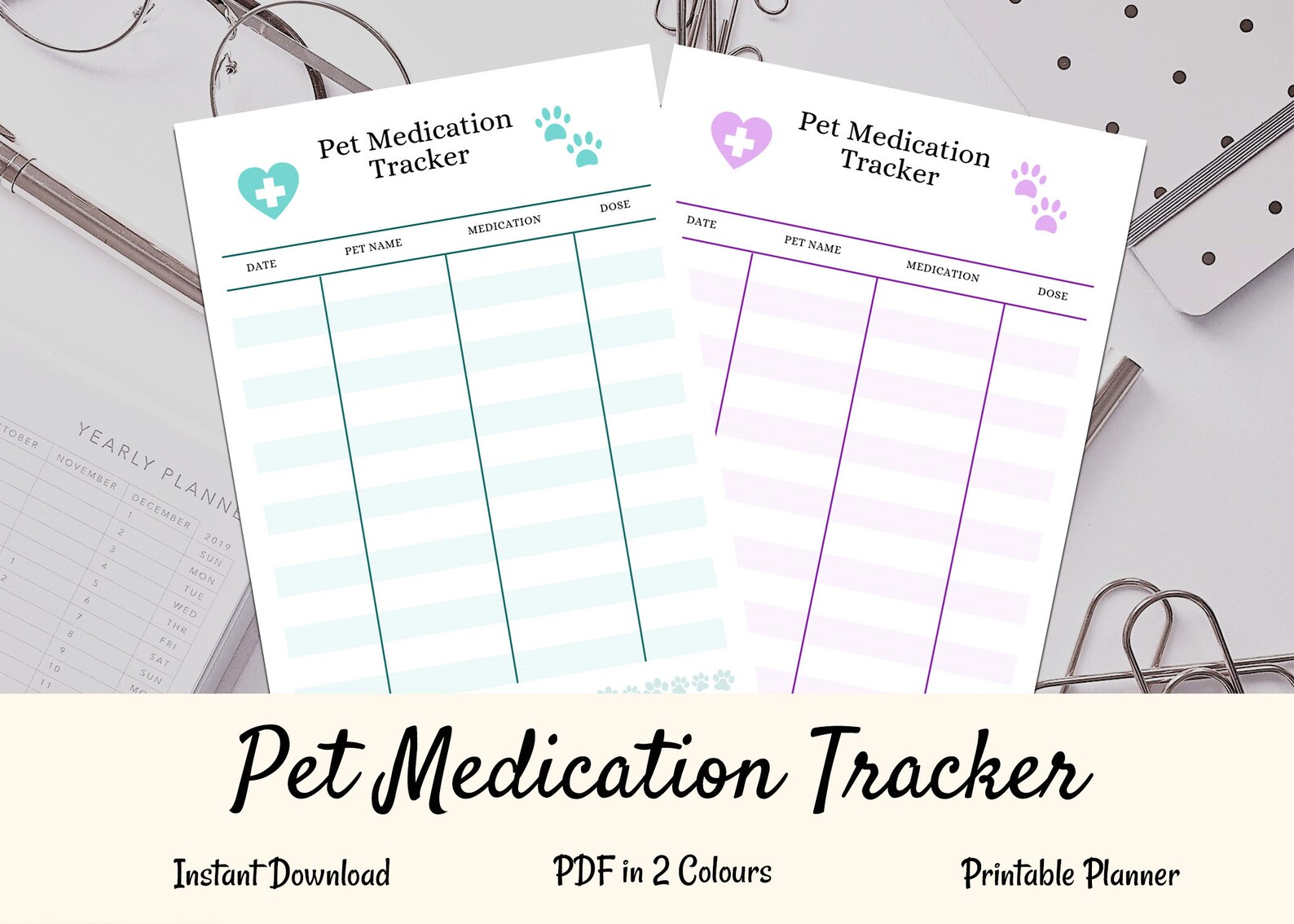 Printable Pet Medication Tracker, Pet Binder Printable PDF, Pet Health ...