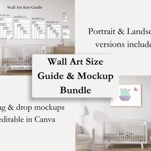 Nursery Wall Art Size Guide | Horizontal Frame Size Mockup | Ratio A1 to A4, 2x3, 3x4, 4x5, 11x14 | Poster Size Chart for Digital Prints
