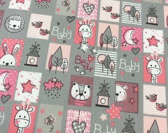 cotton fabrics, PATCHWORK ANIMAL fabric, 100% cotton poplin fabrics, fabrics per meter, PERTEX textile