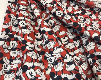 MICKEY MOUSE stof, disney stof, rode kleur, poplin stoffen 100% katoen, 140 cm