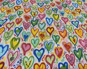 HEARTS fabric, 100% cotton poplin fabric, craft fabrics, needlework fabrics, fabrics by the meter, 1 meter x 150 cms