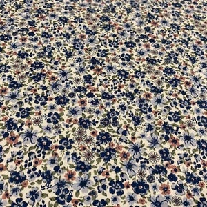 Viyella-Stoff, blauer Blumenstoff, Liberty-Stoff, Kinderstoffe, 100 % Baumwollstoff, 1 Meter x 150 cm