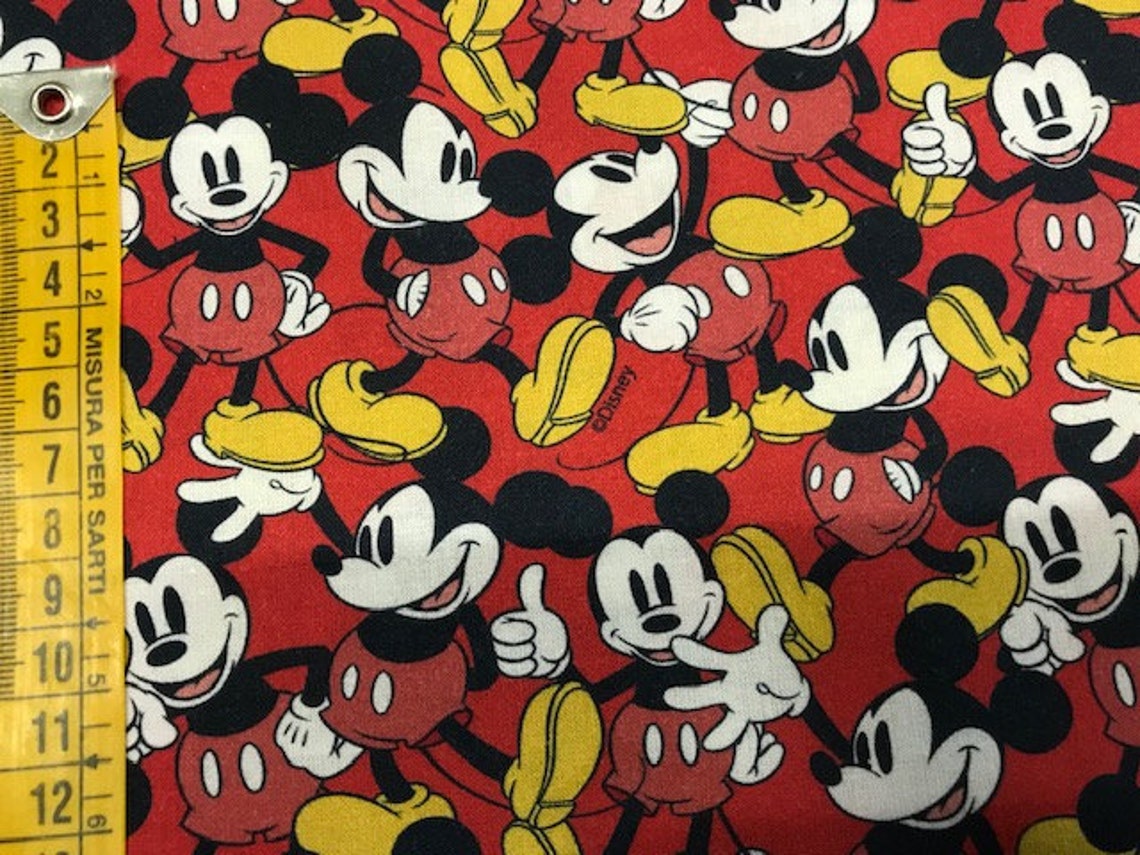 Disney Fabric MICKEY MOUSE Fabric RED Colors Poplin Cotton Etsy UK