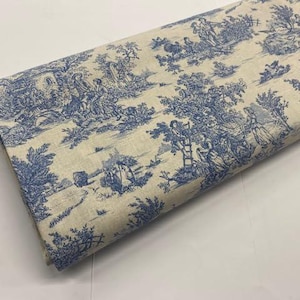 Toile de jouy-stof, 100% katoenen poplinstof, decoratieve stoffen, handwerkstoffen, stoffen per meter, 1 meter x 150 cm