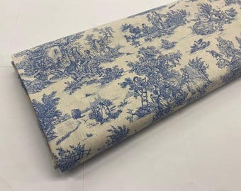 Toile de jouy fabric, 100% cotton poplin fabric, decorative fabrics, needlework fabrics, fabrics by the meter, 1 meter x 150 cms