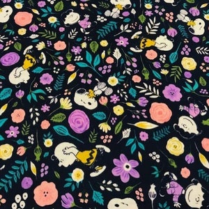 Tecido SNOOPY FLOWERS, tecido para costura, tecido artesanal, tecidos de algodão, infantil, 1 metro x 140 cm