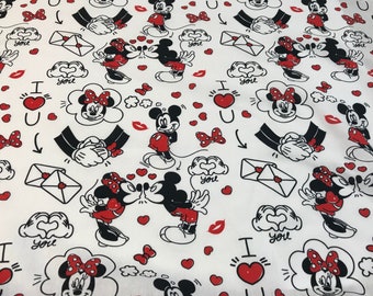 disney mickey & minnie red hearts fabrics