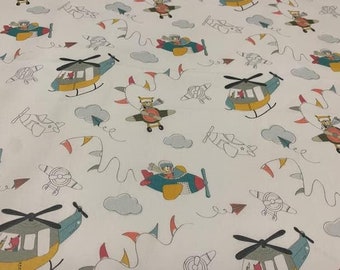 animal fabric, cotton poplin fabric, PILOTS BEARS, children's fabrics, fabric for needlework and crafts, fabrics by the meter
